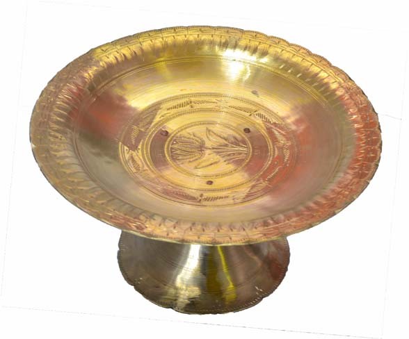 Handicraft Kansa/Bell Metal Plate/Dish with Stand (Charas Baan Kahi) - 1.5Kg