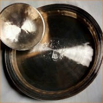 Handicraft Bell Metal Single Mayur Crafted Plain Plate/Disc (Kahi) with Bowl (Bati)